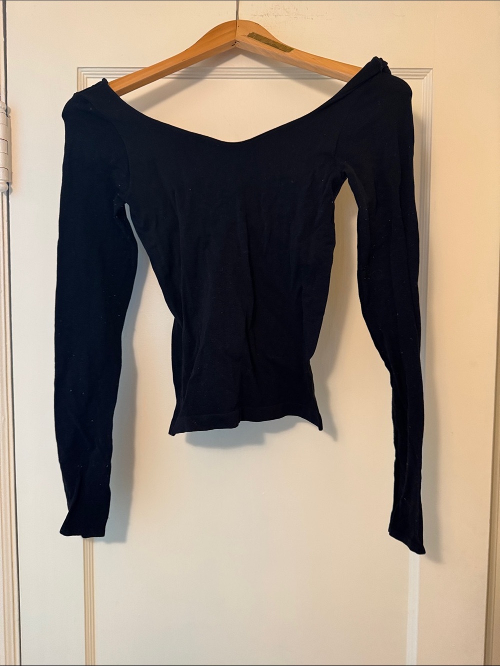 Urban Outfitters Black Off-Shoulder Long Sleeve Ribbed Top